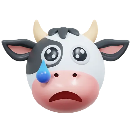 Sad Cow Emoticon 3 D Icon Illustration 3D Icon