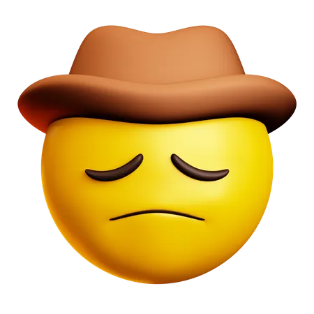 Sad Cowboy With Brown Hat  3D Icon