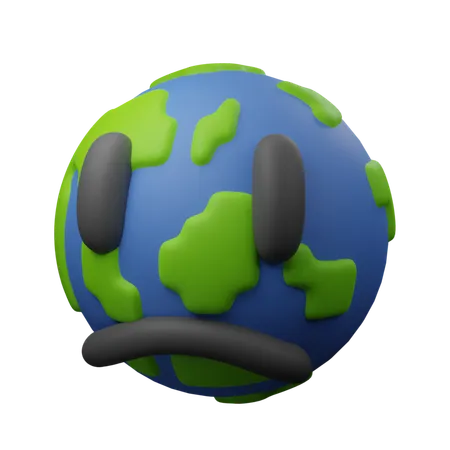 Sad Earth  3D Icon