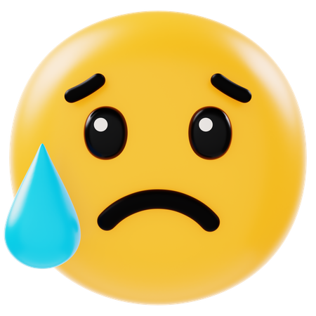 Sad Emoji With Sweat  3D Icon