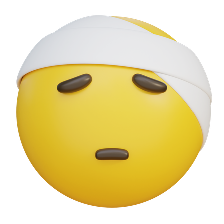 Sad Expression With Bandaged Head Emoji  3D Icon