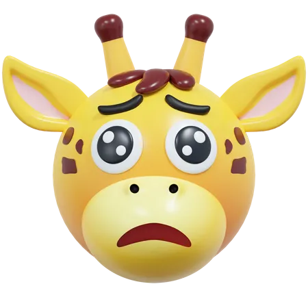 Sad Face Giraffe Emoticon 3 D Icon Illustration 3D Icon