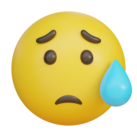 Sad Face With Sweat Emoji Emoticon  3D Icon
