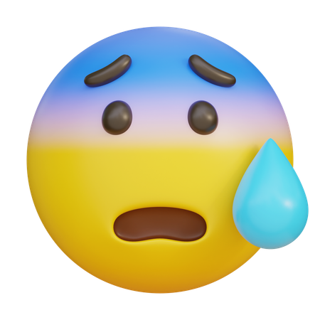 Sad Face With Sweat Emoji Emoticon  3D Icon