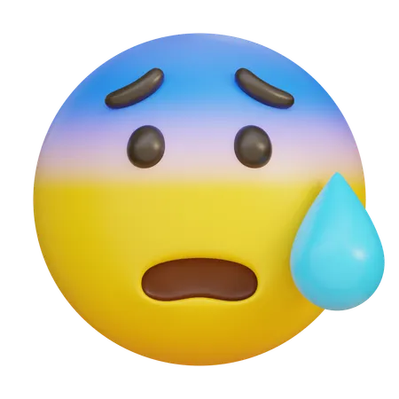 Sad Face With Sweat Emoji Emoticon  3D Icon