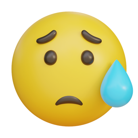 Sad Face With Sweat Emoji Emoticon  3D Icon