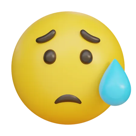 Sad Face With Sweat Emoji Emoticon  3D Icon