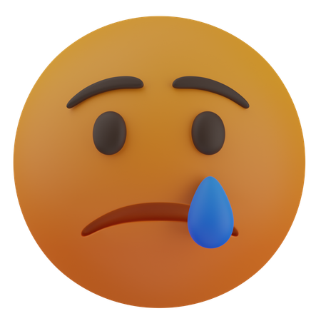 Sad face with tear  3D Icon