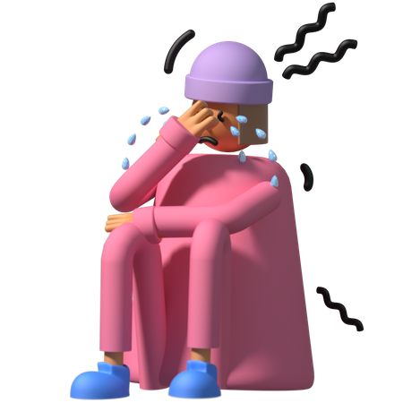 Sad Girl Crying  3D Illustration