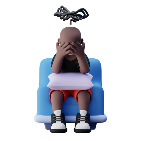 Sad Man Hiding Face Using Hand While Feeling Anxiety  3D Illustration