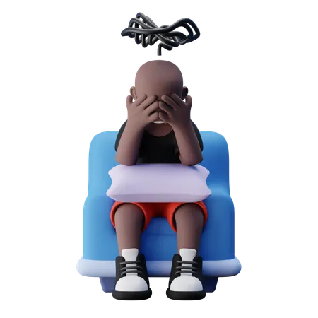 Sad Man Hiding Face Using Hand While Feeling Anxiety  3D Illustration