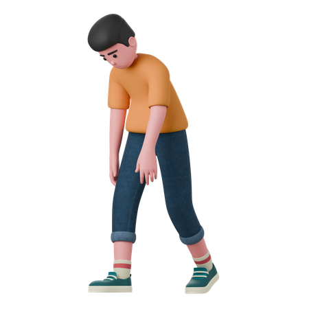 Sad Man Is Walking  3D Illustration