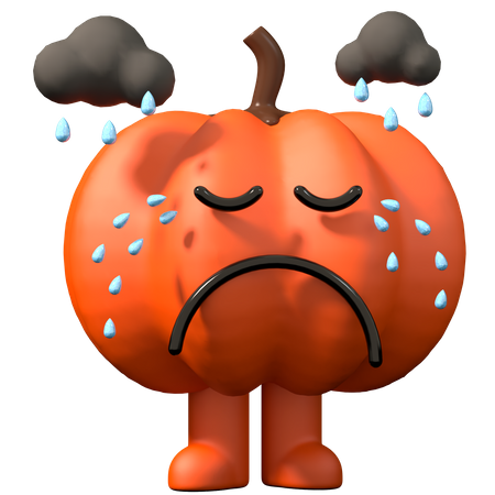 Sad pumpkin  3D Illustration