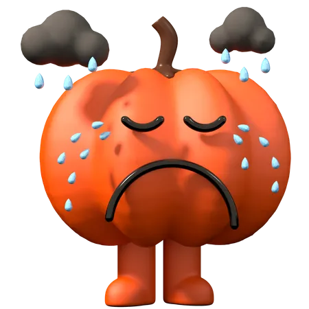 Sad pumpkin 3D Illustration