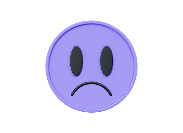 Sad Purple Smile Face  3D Icon