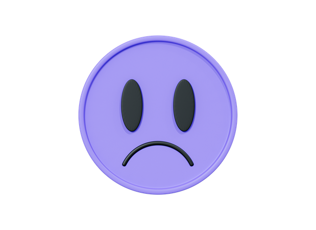 Sad Purple Smile Face 3D Icon