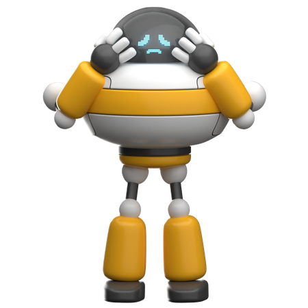 Sad Robot  3D Illustration