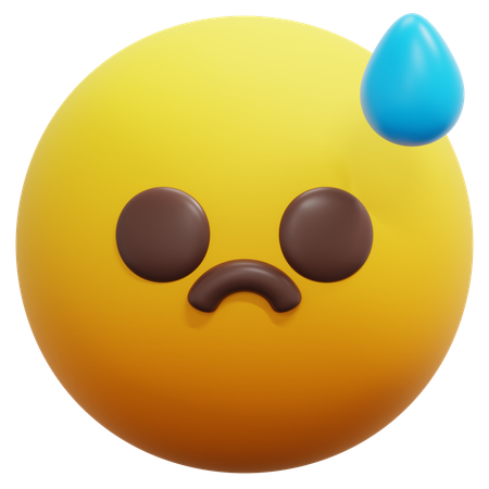 Sad Sweating Face Emoji  3D Icon