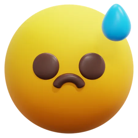 Sad Sweating Face Emoji  3D Icon
