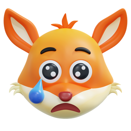 Sad Tear Fox Emoticon  3D Icon