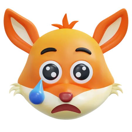 Sad Tear Fox Emoticon 3 D Icon Illustration 3D Icon