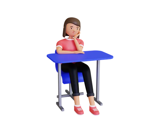 Sad woman thinking something  3D Illustration