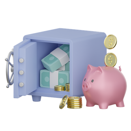 Safe And Piggy Bank 3D Icon