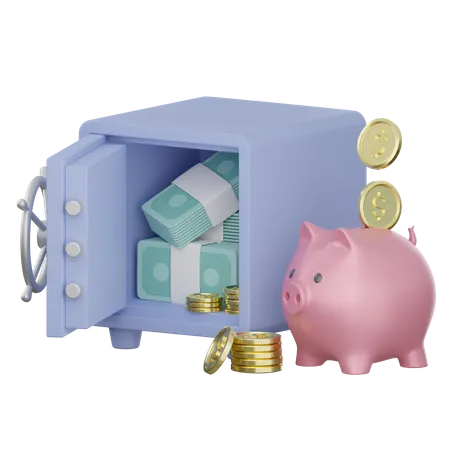 Safe And Piggy Bank 3D Icon