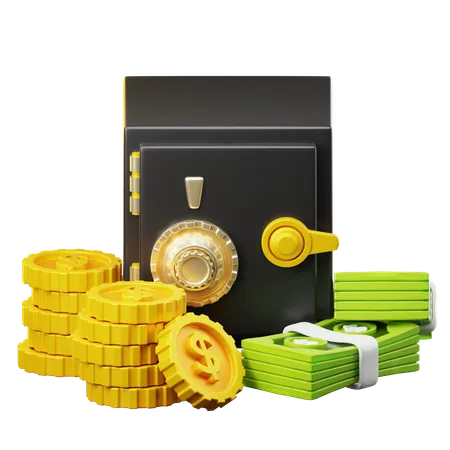 Business And Finance Illustration Money Storage Safe Isolated On Transparant Background 3 D Illustration High Resolution 3D Icon