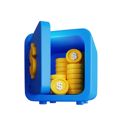 Usd Coins In The Safe 3D Icon
