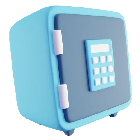 3 D Ilustration Of Safe Box With Blue Color 3D Icon