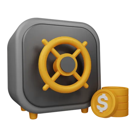 Safe Box and Coin  3D Icon