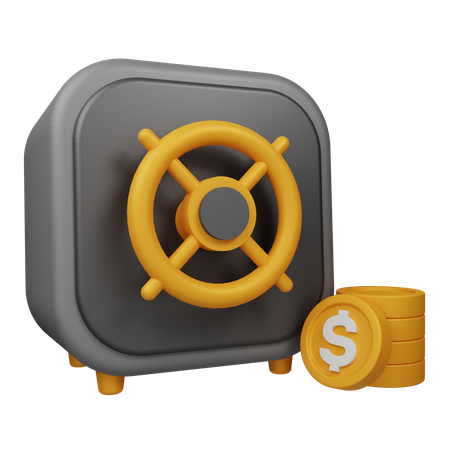 Safe Box and Coin  3D Icon