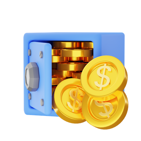 Safe Box Coin Dollar  3D Icon