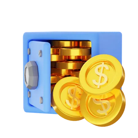 Safe Box Coin Dollar  3D Icon