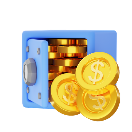 Safe Box Coin Dollar  3D Icon