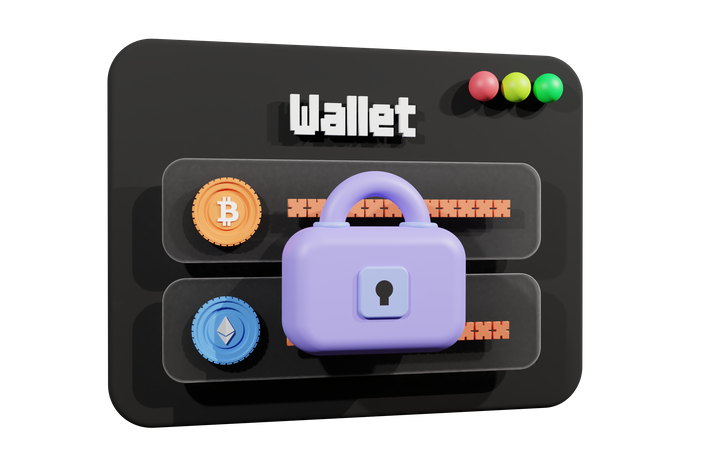 Safe Crypto Wallet  3D Illustration