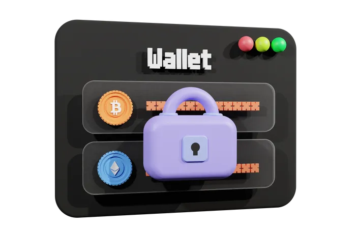 Safe Crypto Wallet  3D Illustration