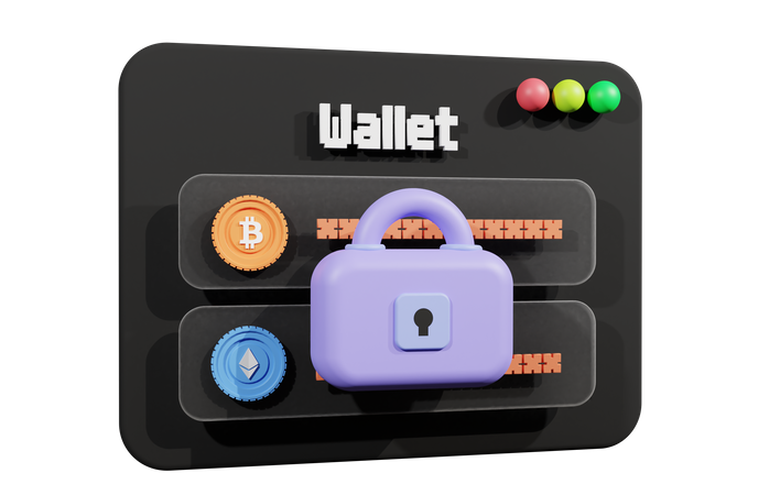 Safe Crypto Wallet 3D Illustration