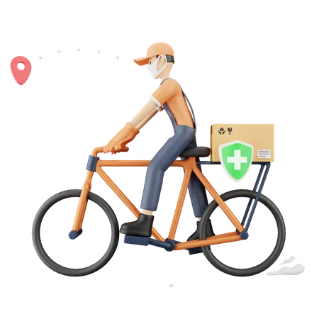 Safe package delivery during covid 3D Illustration