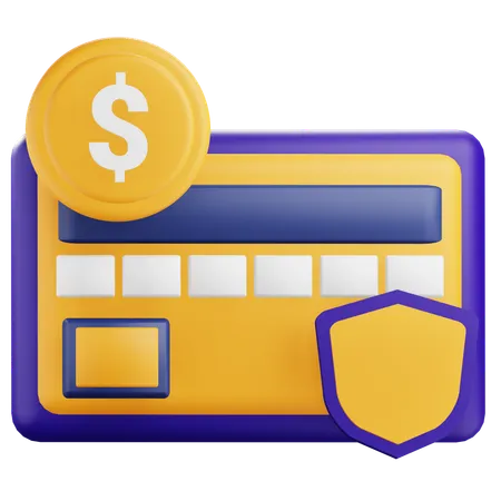 3 D Safe Payment Credit Card Icon With Transparent Background 3D Icon