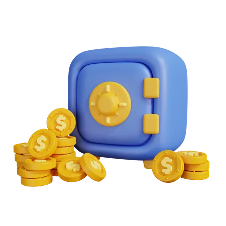 Safe With Coins  3D Illustration