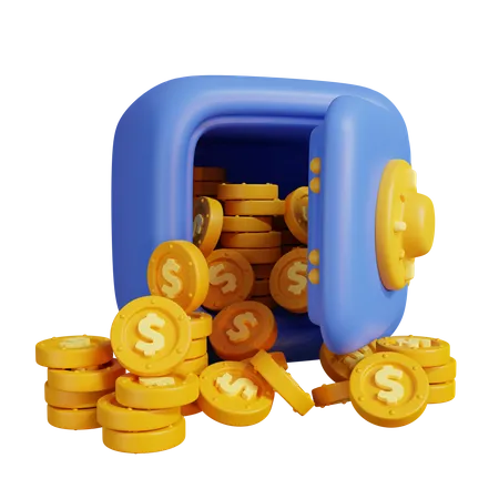 Safe With Coins  3D Illustration