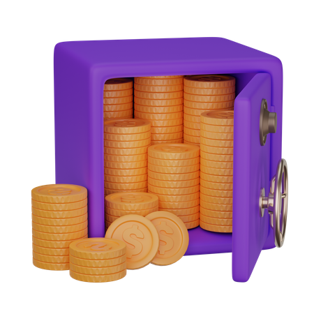 Safe with coins  3D Illustration