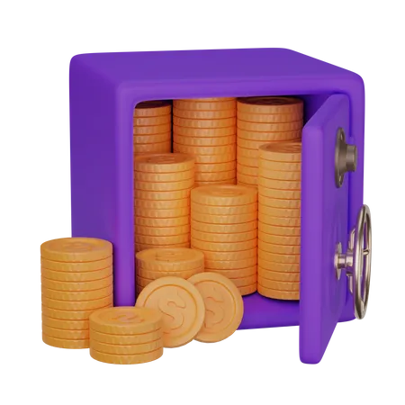 Safe with coins  3D Illustration