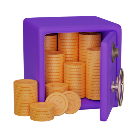 Safe with coins 3D Illustration