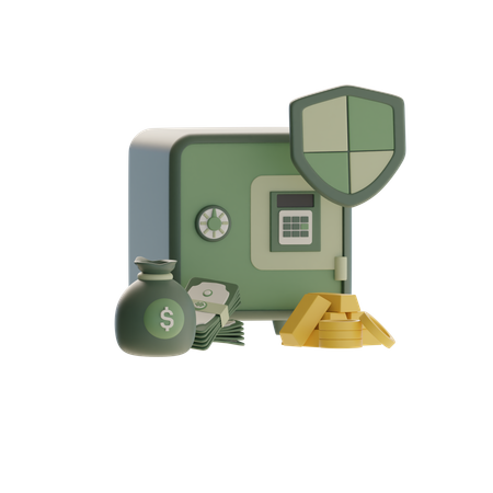 Safe With Shield  3D Icon
