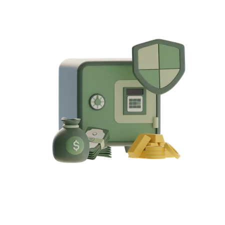 Safe With Shield  3D Icon
