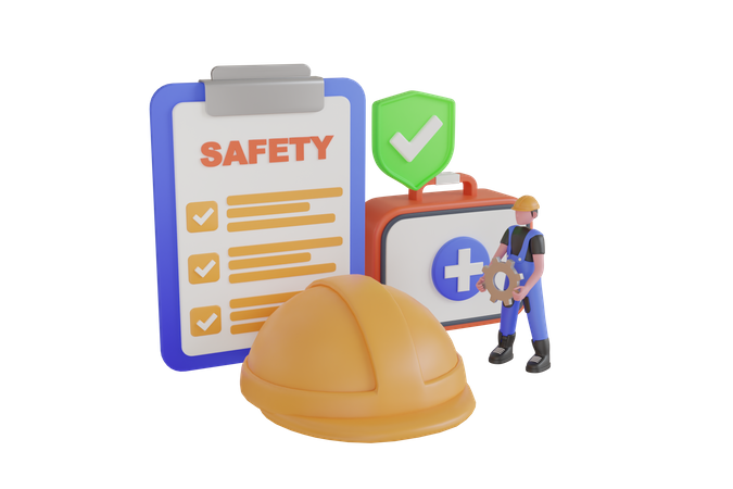 Safety checklist before work  3D Illustration