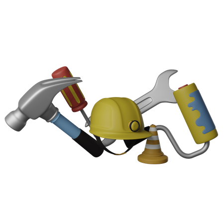 Safety Helmet And Tools  3D Icon